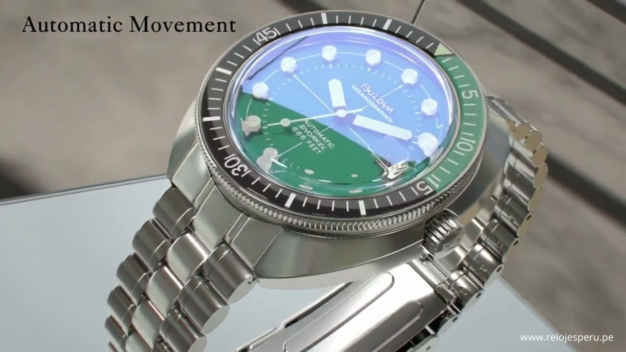 BULOVA OCEANOGRAPHER AUTOMATICO ESFERA VERDE 96B322