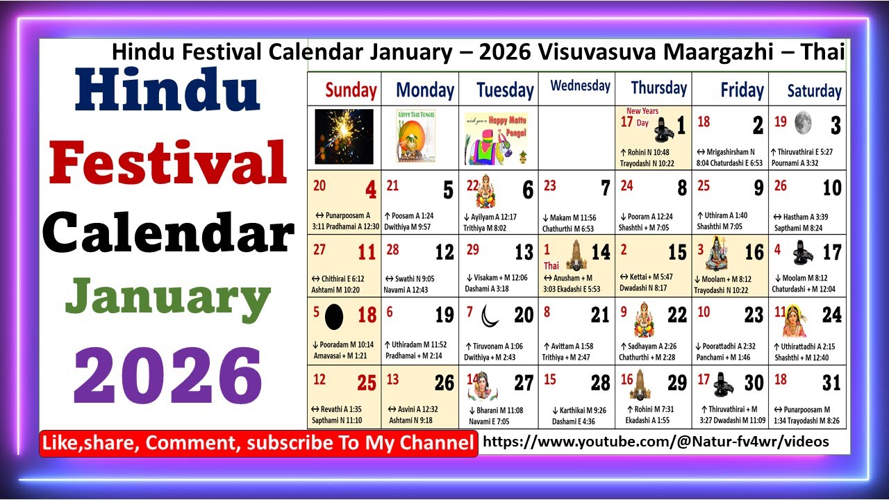 Hindu Festival Calendar January &ndash; 2026 Visuvasuva Maargazhi &ndash; Thai