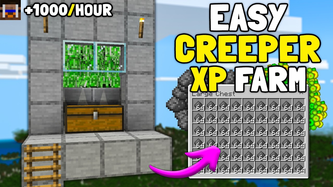 Easy Creeper Farm in Minecraft Bedrock 26 - 1.21 (Full Tutorial)