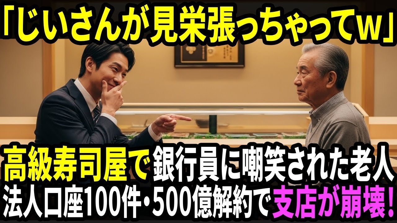 「あんなじいさんが持ってるわけないだろ」高級寿司屋で銀行員に笑われた老人――翌日、法人口座100件・500億解約で支店が崩壊！