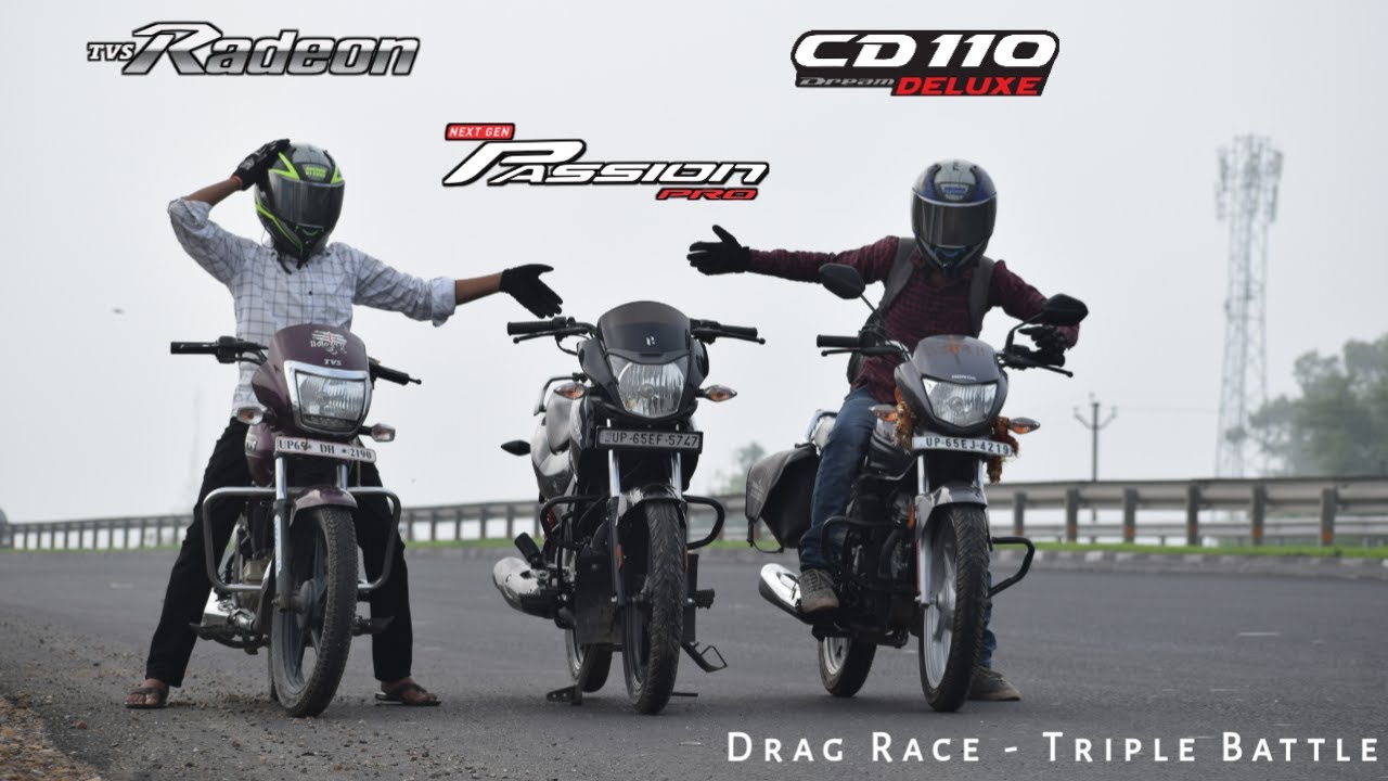 Honda CD 110 BS6 Vs TVS Radeon Vs Hero Passion Pro BS6 | Drag Race | Shocking Results | UP65 RACERS