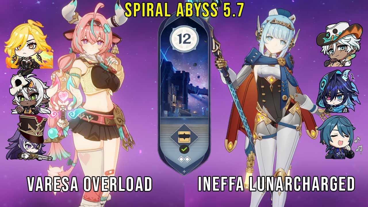 C0 Varesa Overload and C0 Ifa Ineffa Lunar Charged | Genshin Impact Abyss 5.7 Floor 12 9 Stars