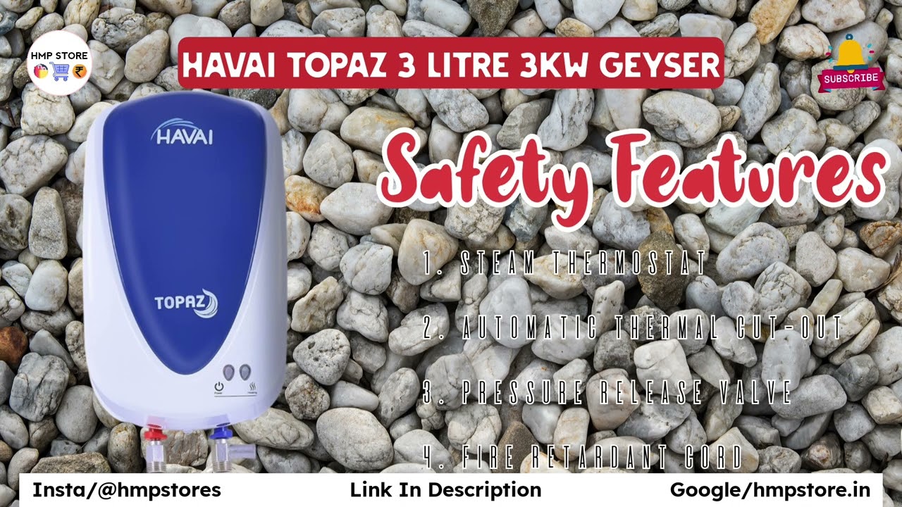 Havai Topaz 3 Litre 3KW Geyser | Best Geyser Under 2500 In 2024 | Instant Geyser | Hmp Store