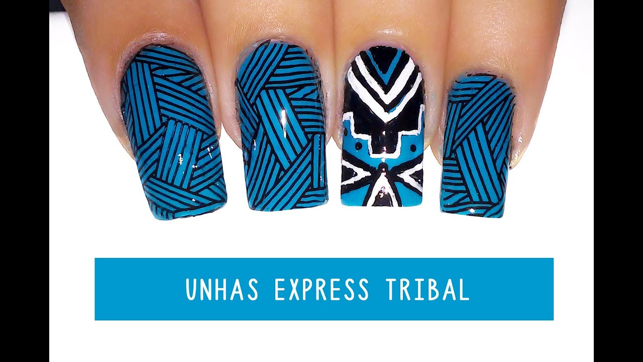Unhas Express #9 Tribal com pincél e 2 formas diferente de carimbar