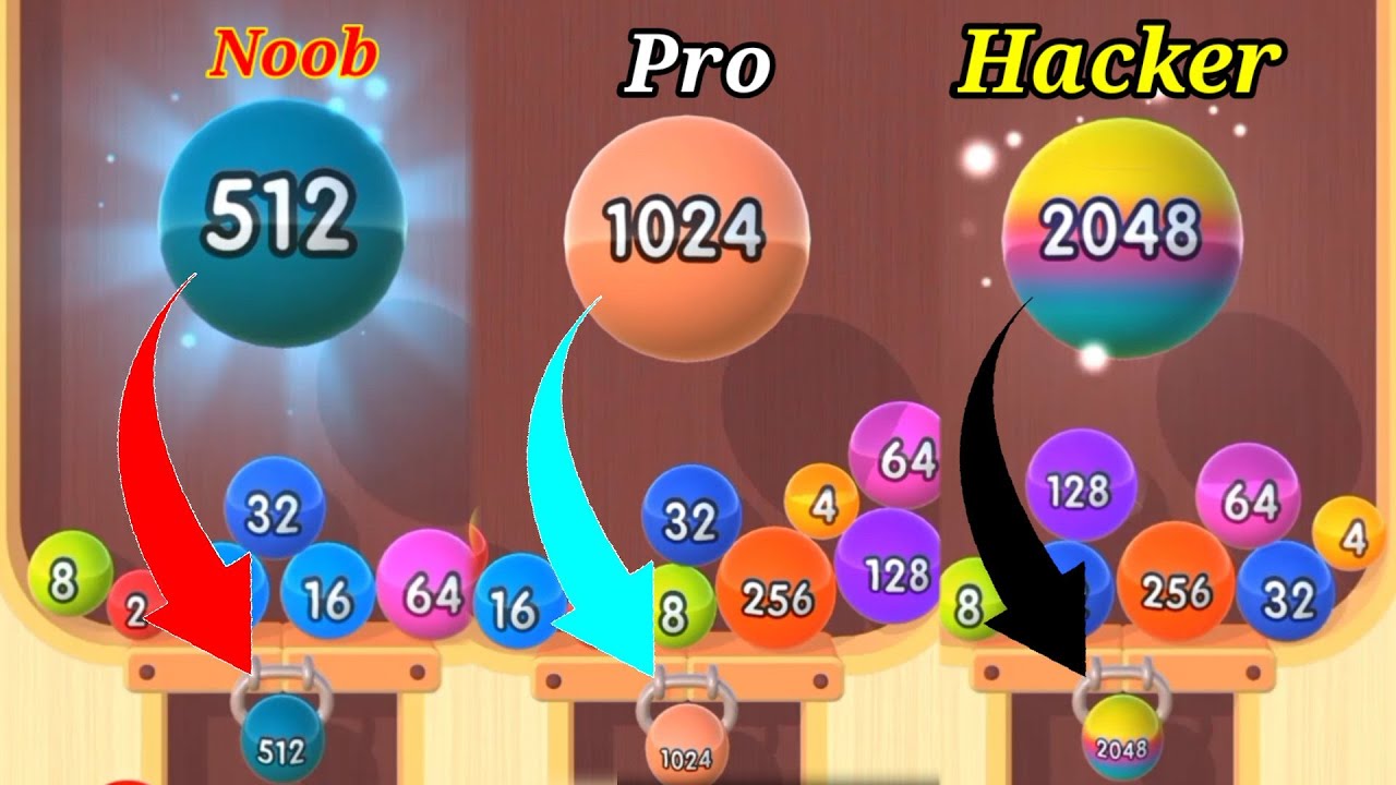 2048 Balls 3D | Noob vs Pro vs Hacker in 2048 Balls game video gameplay ( android, iso ) #1