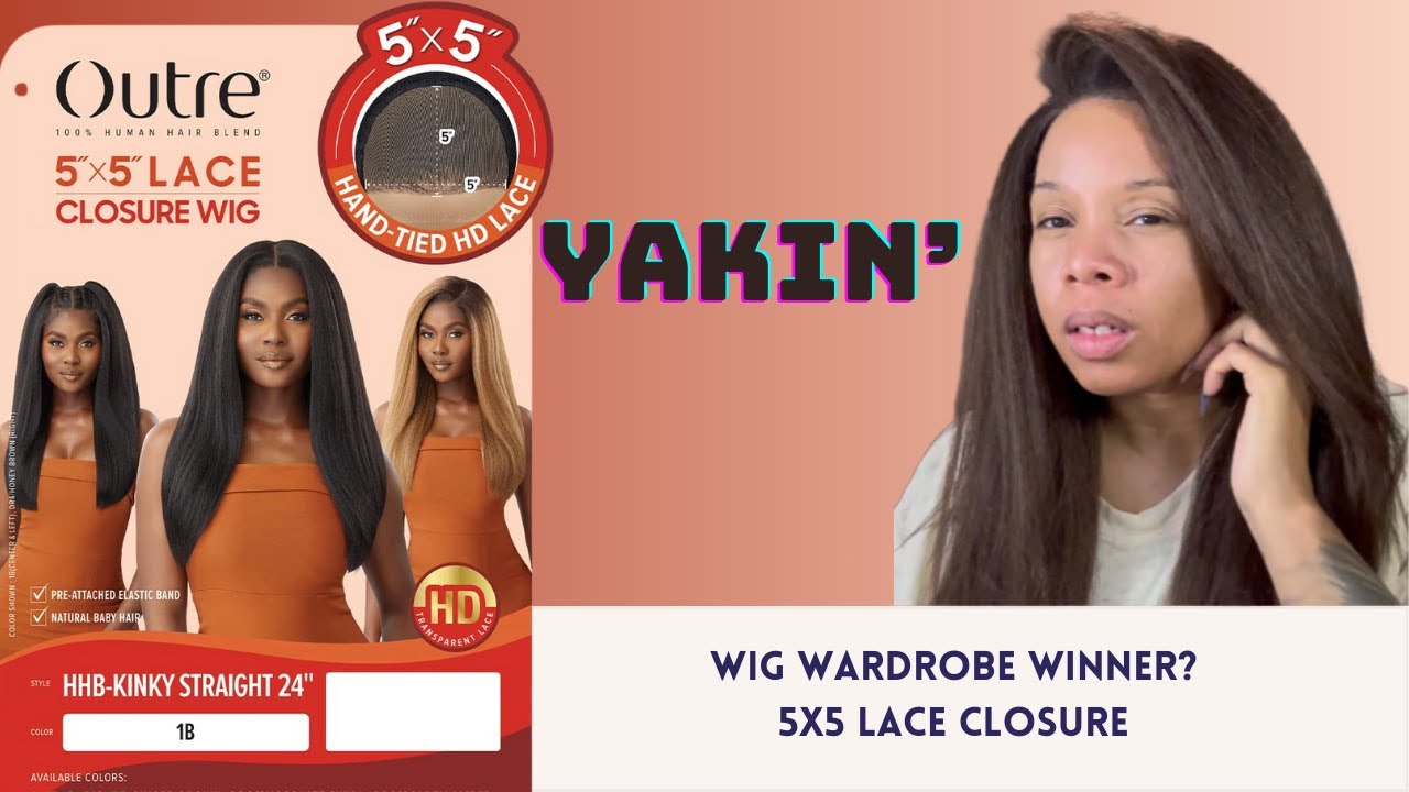 Wigs for Big Heads (XL-XXL cap; 24-25 inches CIR) - Outre 100% Human Hair Blend w/ 5x5 Lace Closure