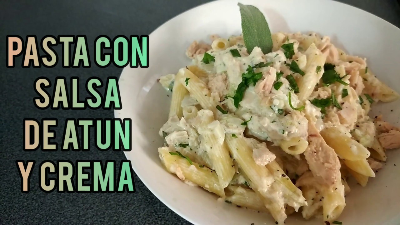 Pasta con salsa de atún y crema de leche (nata) macarrones rápido  almuerzo exquisito en 10 minutos!