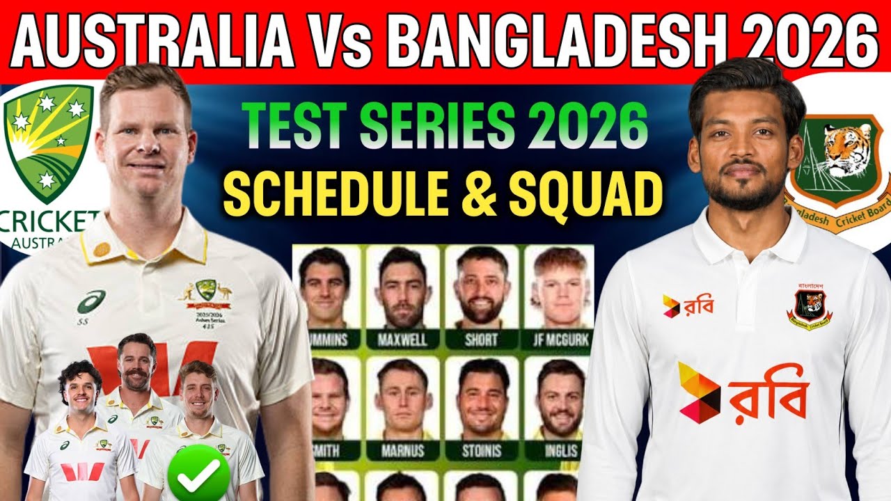 Australia vs Bangladesh Test Series Squad 2026|Ban vs Aus Test Match Squad & Schedule 2026