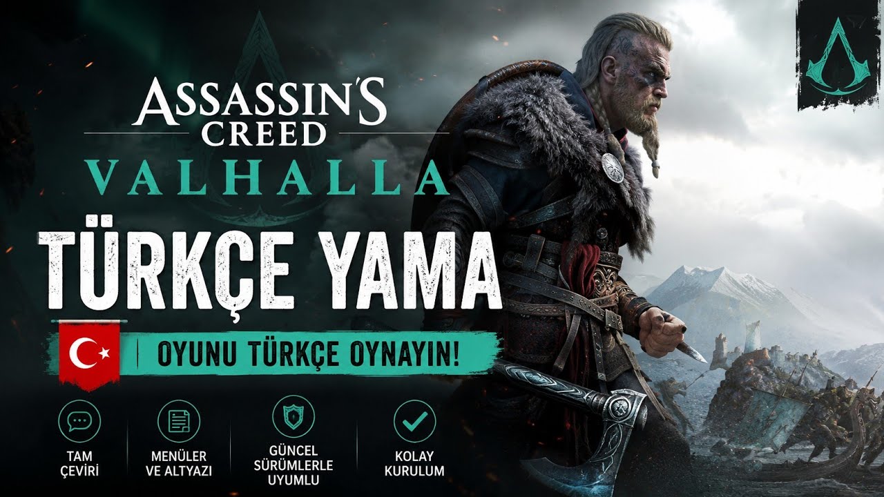 ASSASSIN'S CREED VALHALLA TÜRKÇE YAMA 🇹🇷 (GÜNCEL SÜRÜM)🔥EIVOR'UN VİKİNG HİKAYESİ TR! (KOLAY KURULUM)