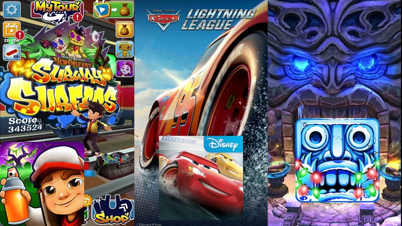 Subway Surfers New Orleans Vs Cars Lightning League Vs Temple Run 2 Frozen Shadows - Gameplay