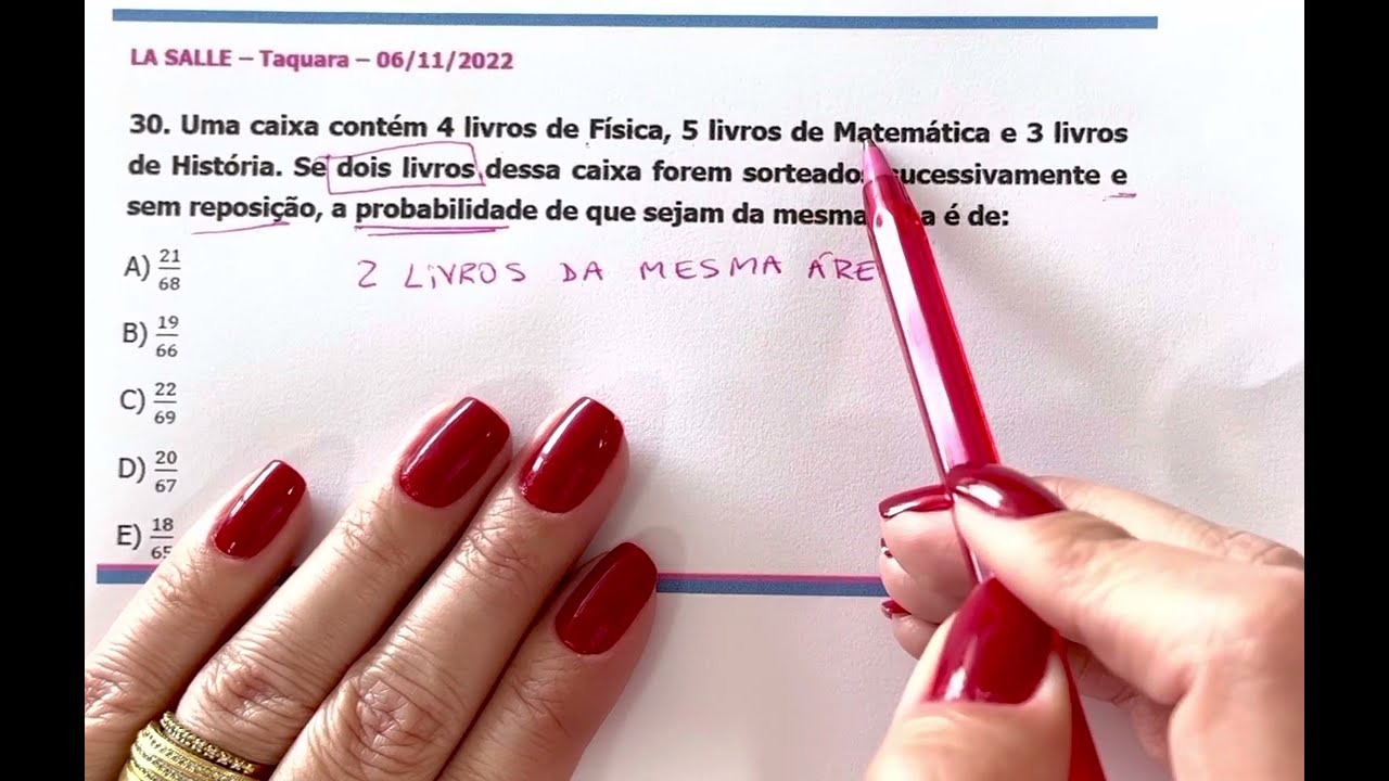 LA SALLE - Probabilidade - Questão da prova de Taquara (06/11/2022)