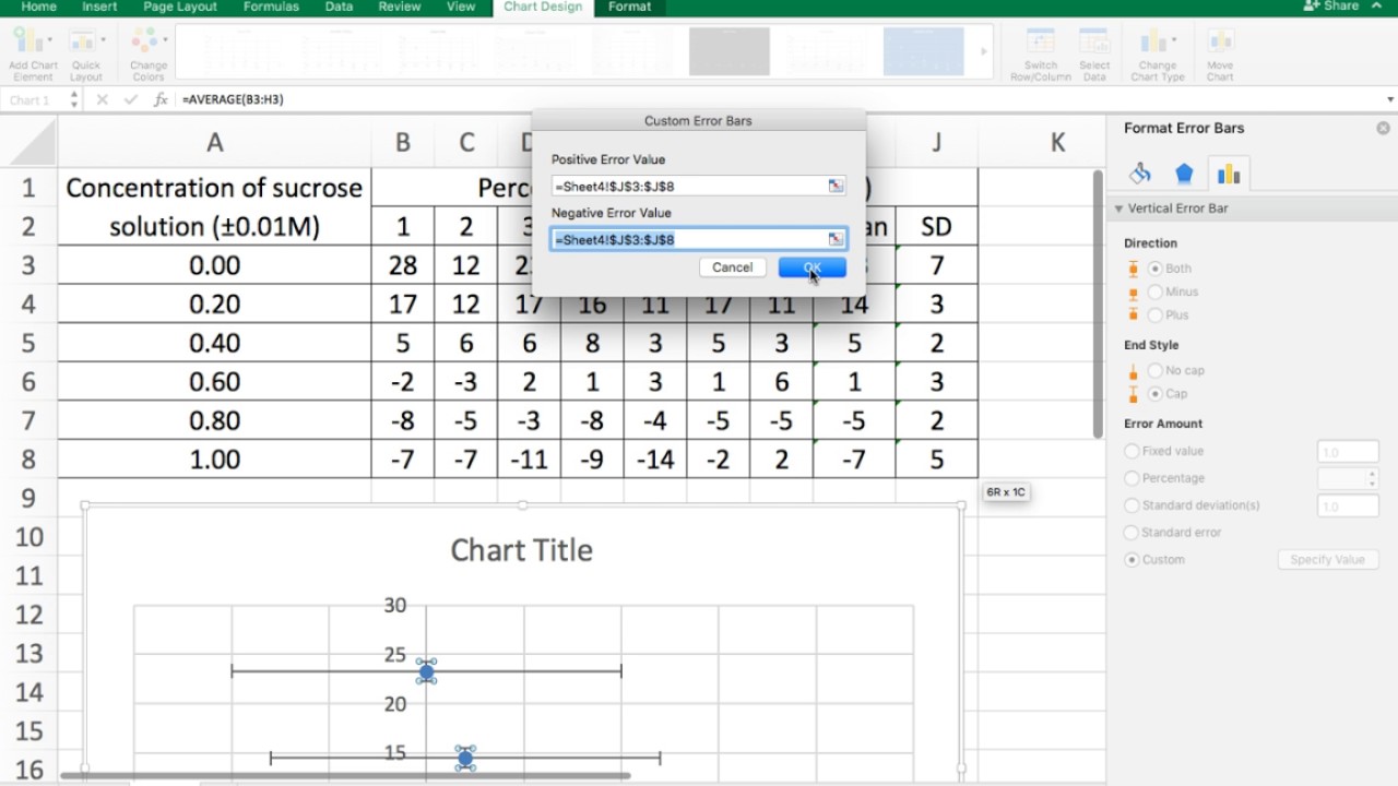 Creating a scatter graph in Excel