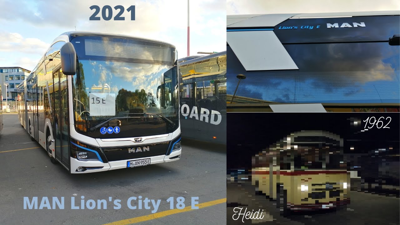 Zukunft und Vergangenheit am Tübingen Hbf: MAN Lion's City 18 E (Testfahrzeug) & Heidi Oldtimer