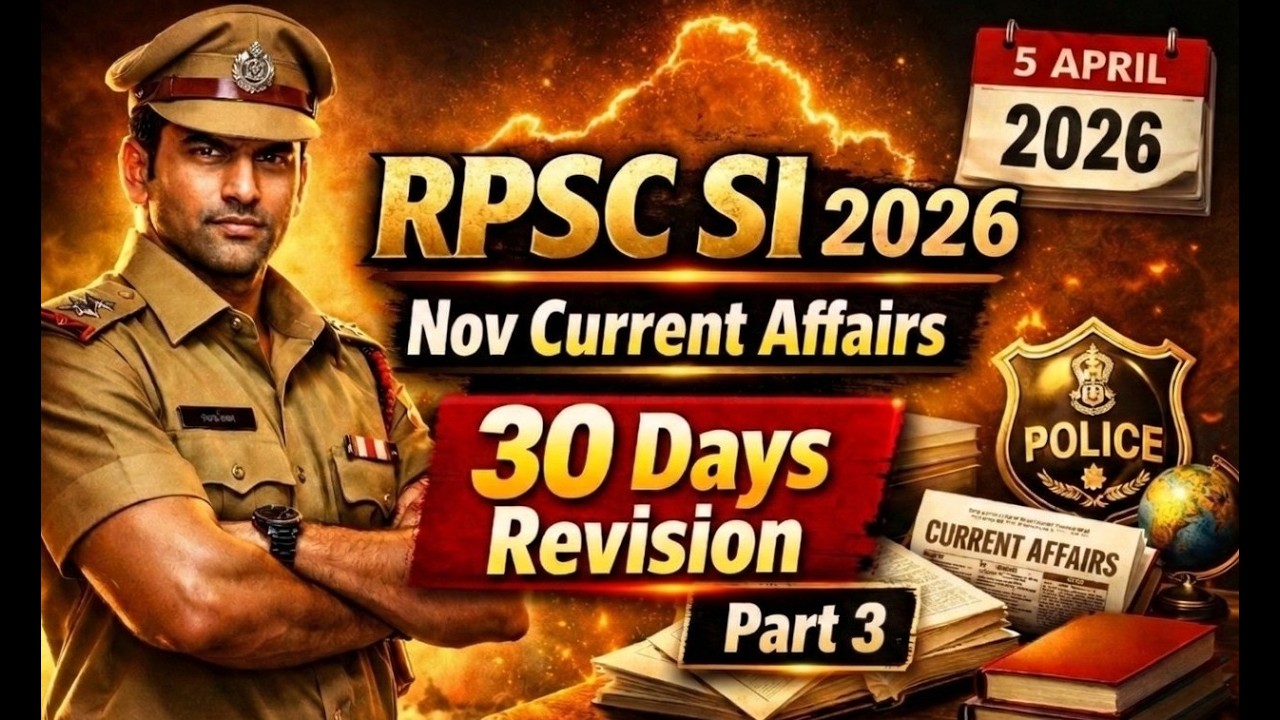 RPSC SI 2026 | November Current Affairs Revision | 30 Days Complete SI Revision Plan | Part 3