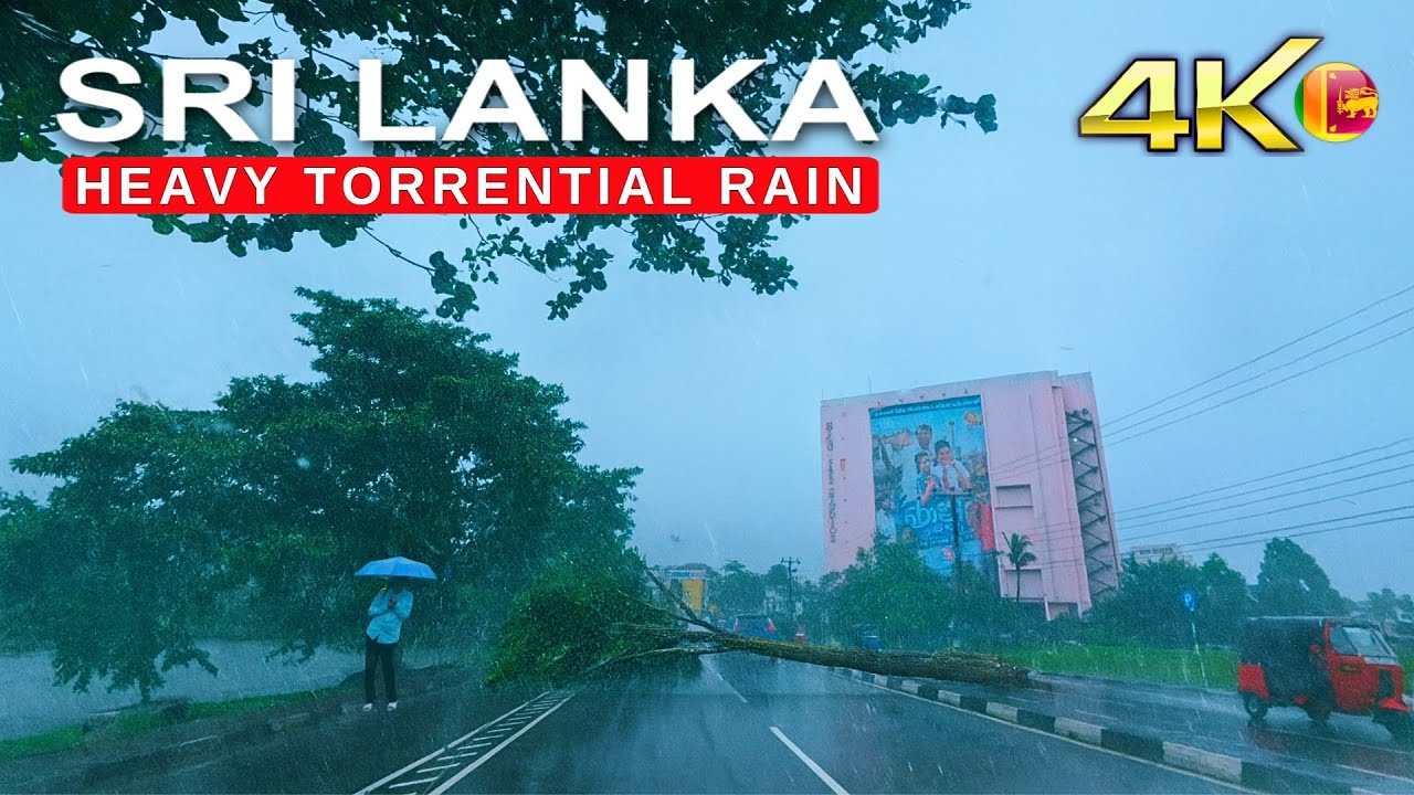 [4K] Sri Lanka Stormy Morning Drive: Thalawathugoda to Battaramulla, Colombo | Heavy Torrential Rain