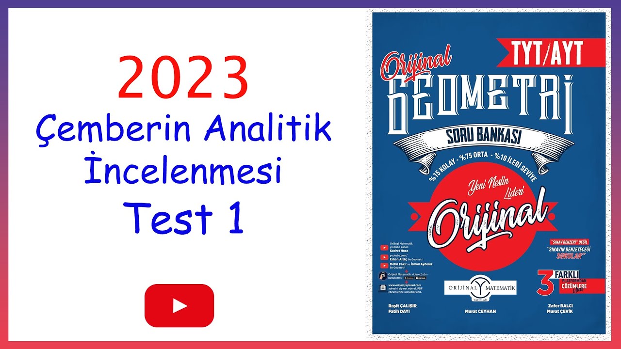 Orijinal geometri Çemberin Analitik İncelenmesi Test 1