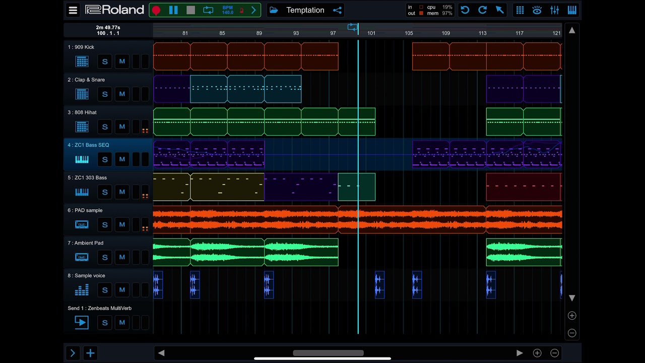 Temptation (Roland zenbeats play Techno track)