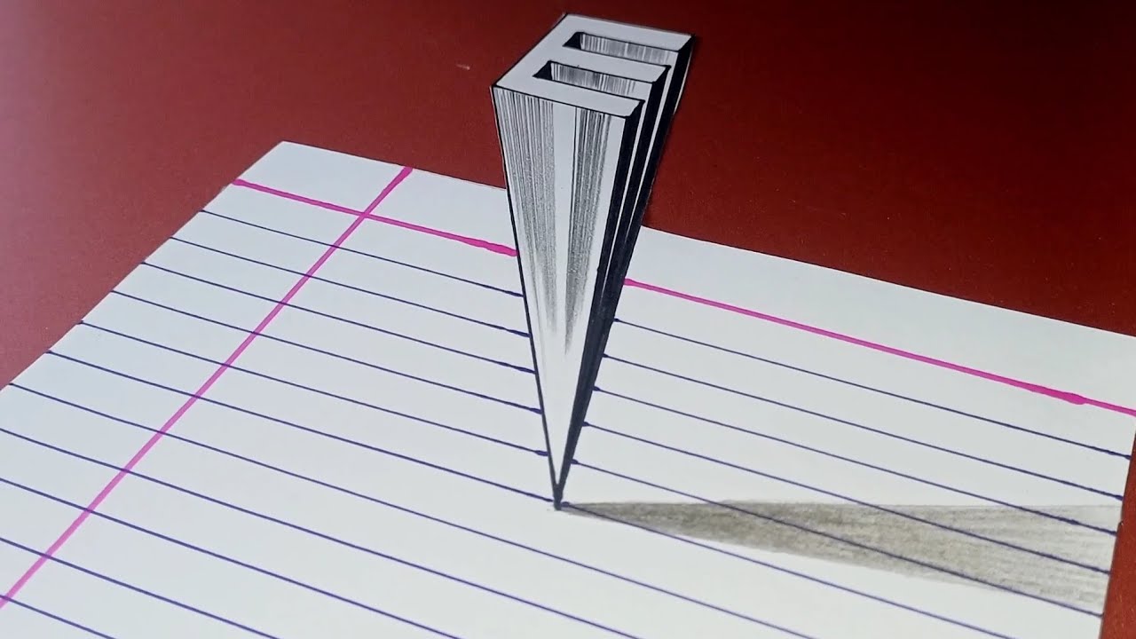 How to draw alphabet 'E' illusion #alphabet #illusiondrawing