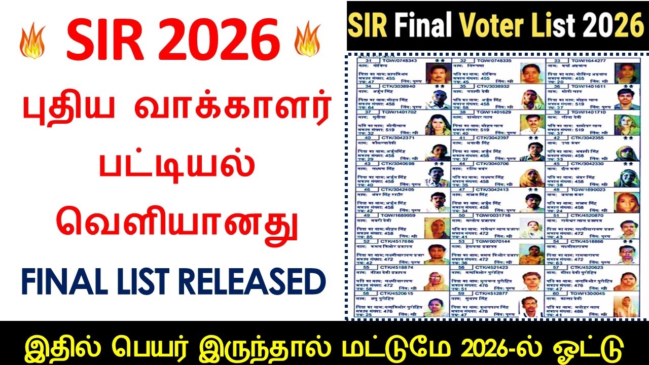 Final Voter List Released 2026  l  இறுதி வாக்காளர் பட்டியல் வெளியானது l Voter Final publication