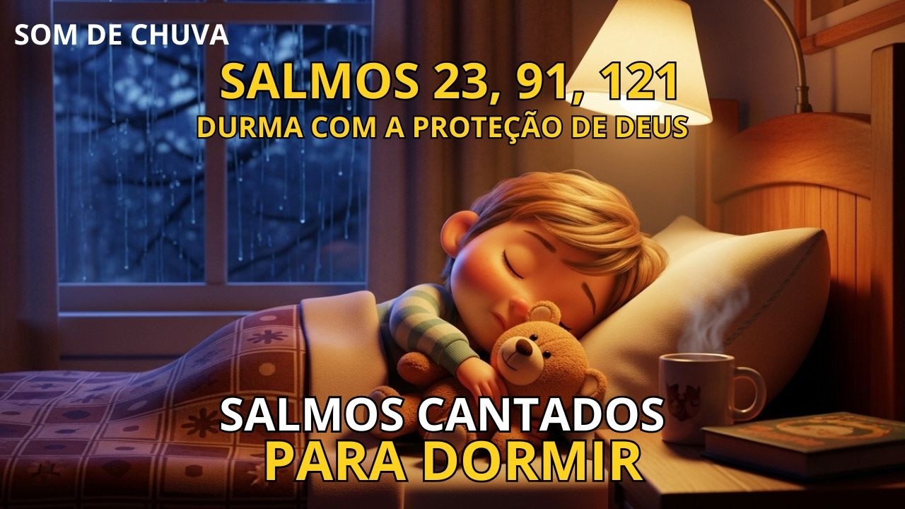 SALMOS 23, 91 e 121 PARA DORMIR 🌙 4 HORAS de Paz com Chuva | Oração e Descanso Profundo