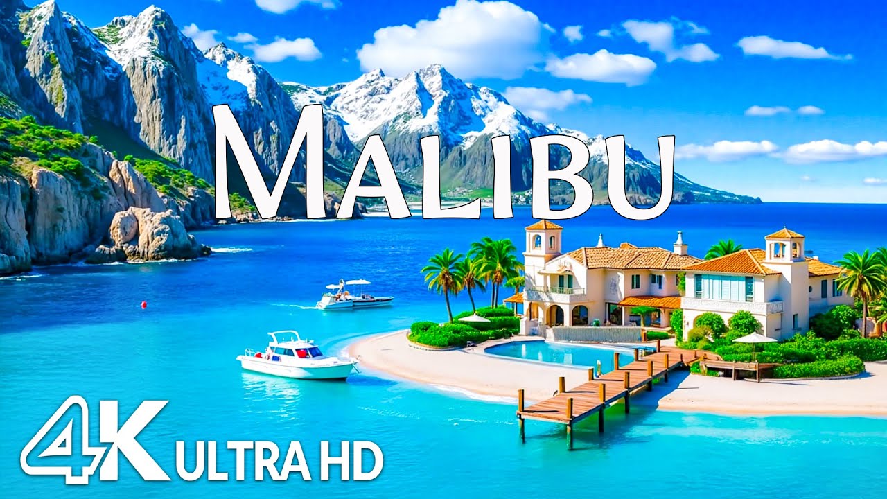 Malibu 4K - Breathtaking Landscapes, Golden Sands & Majestic Cliffs in California | Relaxing Music