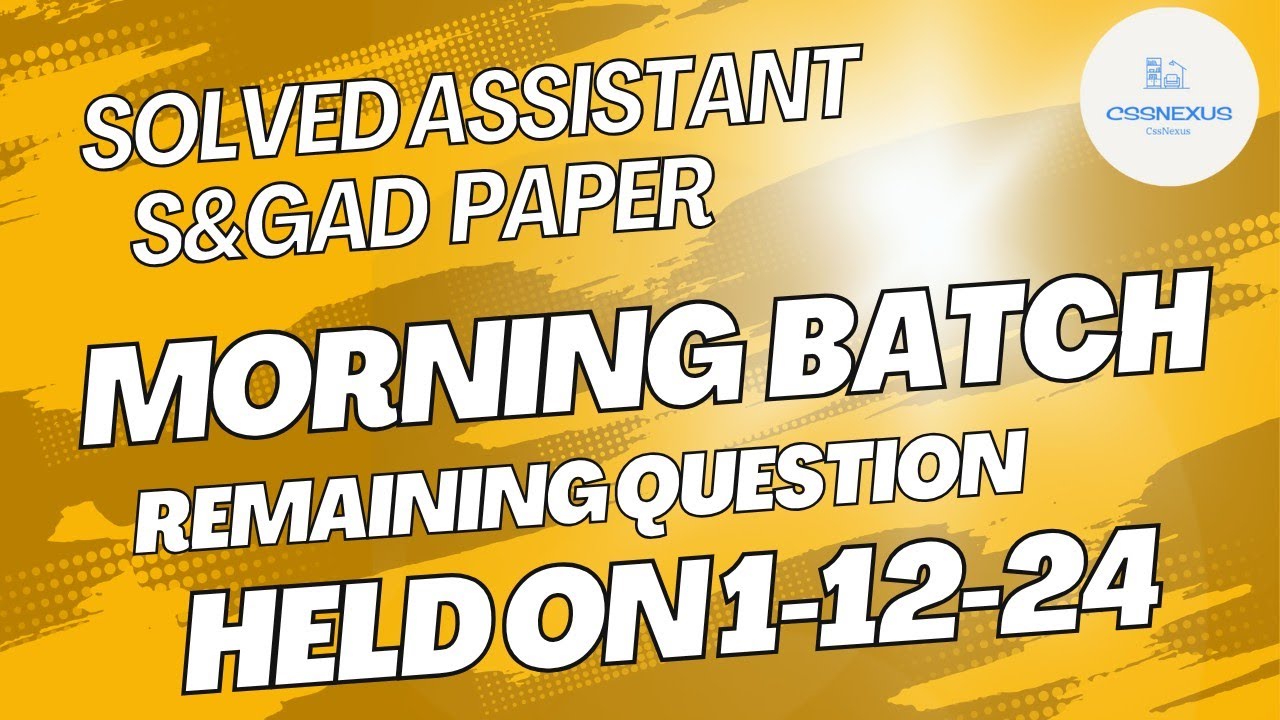 PPSC Assistant(Remaining Questions) Paper Solved 01-12-2024 Morning | PPSC | PPSC Assistant