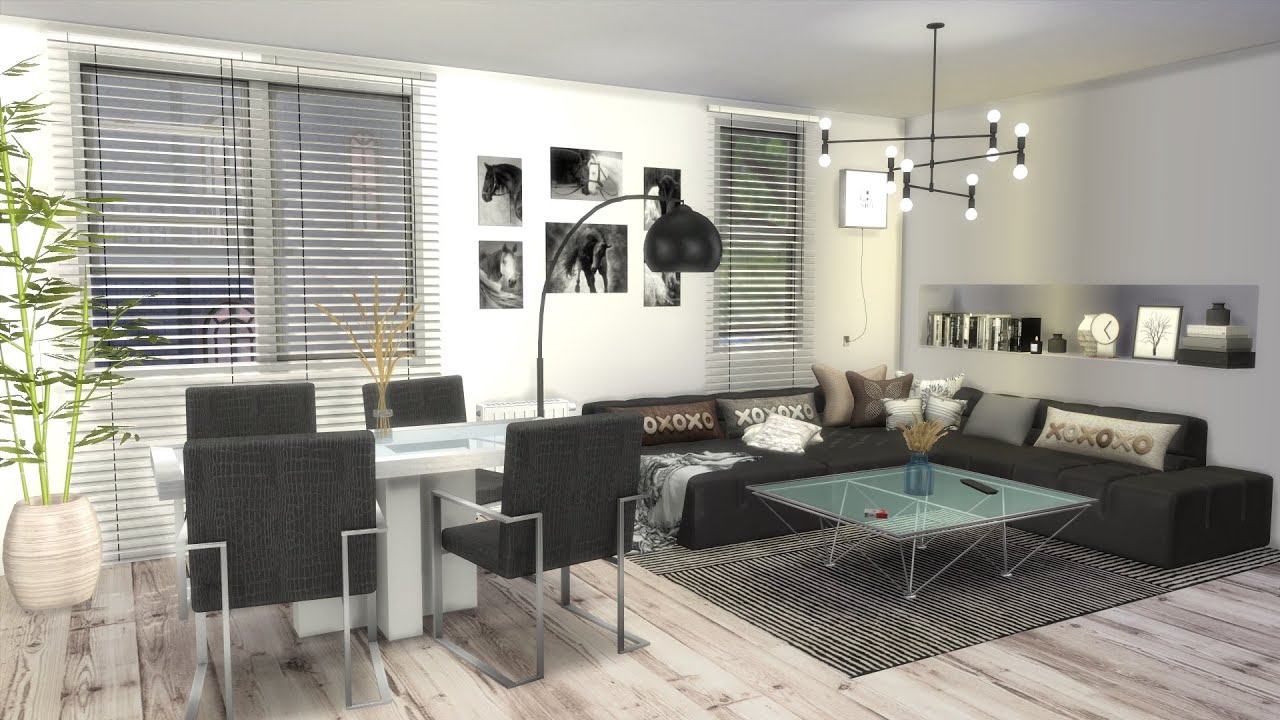 SIMS 4 / modern flat for a couple with a dog / block of apartments: PART 3 / speed build / CC links