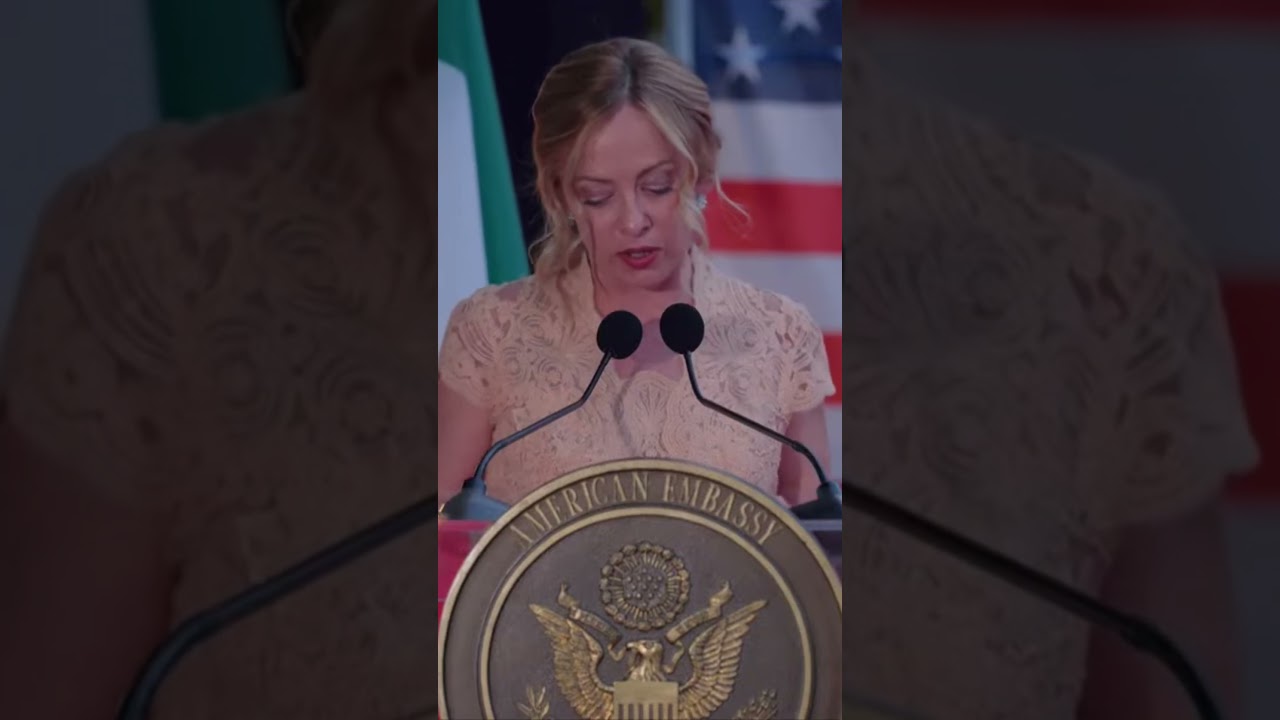 Giorgia Meloni interviene a celebrazione dell'indipendence day citando una frase di Regan del 1982.