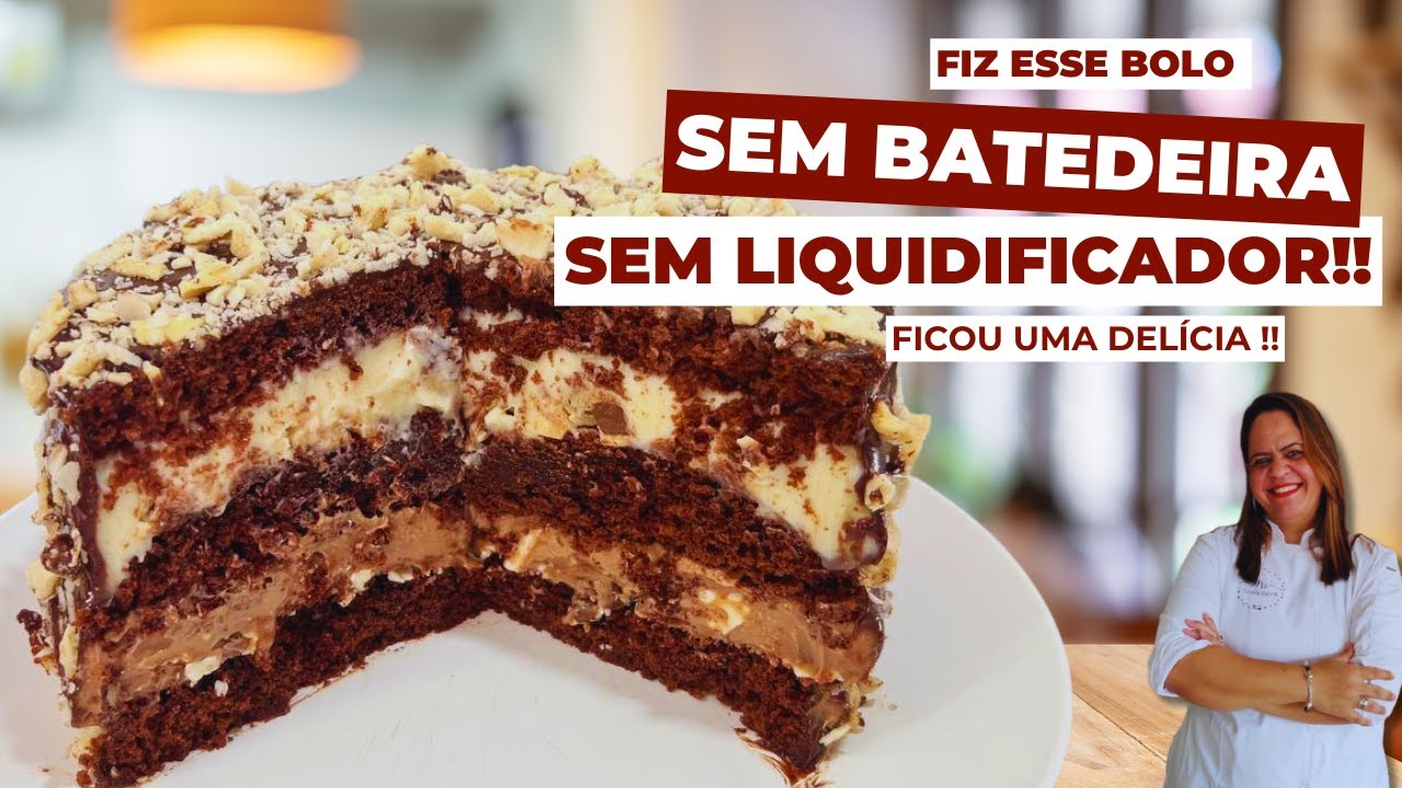 Fiz esse bolo SEM LIQUIDIFICADOR e SEM BATEDEIRA !! Ficou uma Delícia !