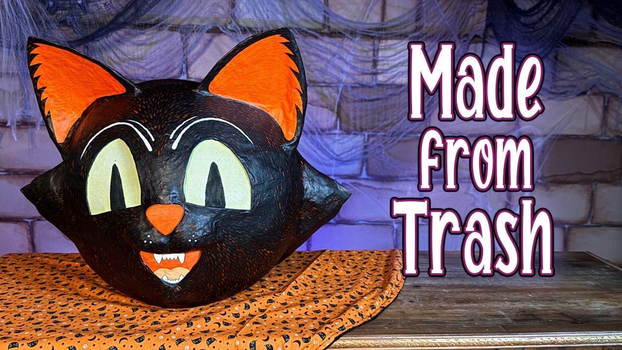 100 Day to Halloween Begins with a Vintage Cat Mask DIY