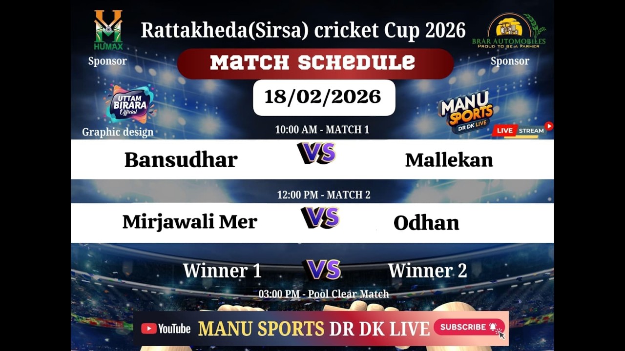 ⚫#poolclearmatch 🏏 POOL NO 6 🆚||📍Rattakheda Cricket Cup 🏆2026 ||