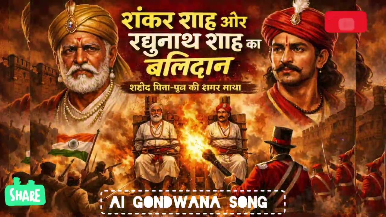 🔥🔥 अमर बलिदानी वीर शंकर शाह – रघुनाथ शाह | 1857 की क्रांति के गोंडवाना शेर | Gondwana Shaurya Song 🔥