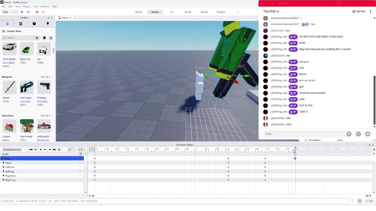trying to animate in roblox studio