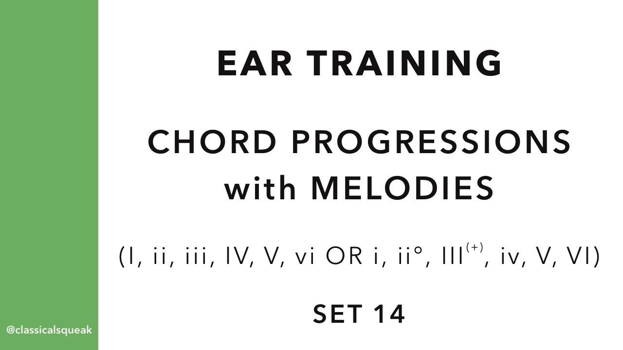 Ear Training Chord Progressions with Melodies (I, i, ii, ii°, iii, III, iv, IV, V, vi, VI) | Set 14