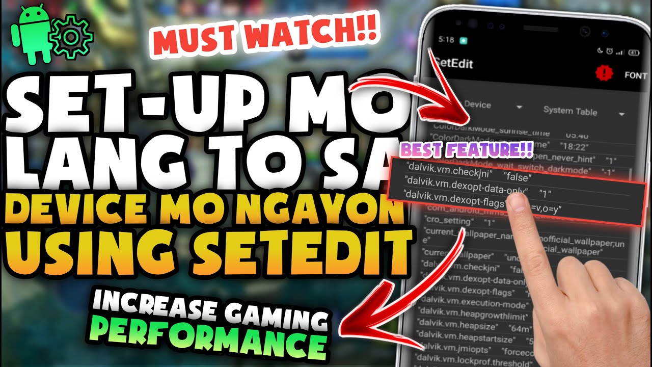 DVM TWEAKS!! Pabilisin Natin Phone Mo For Gaming Gamit To || Using Setedit