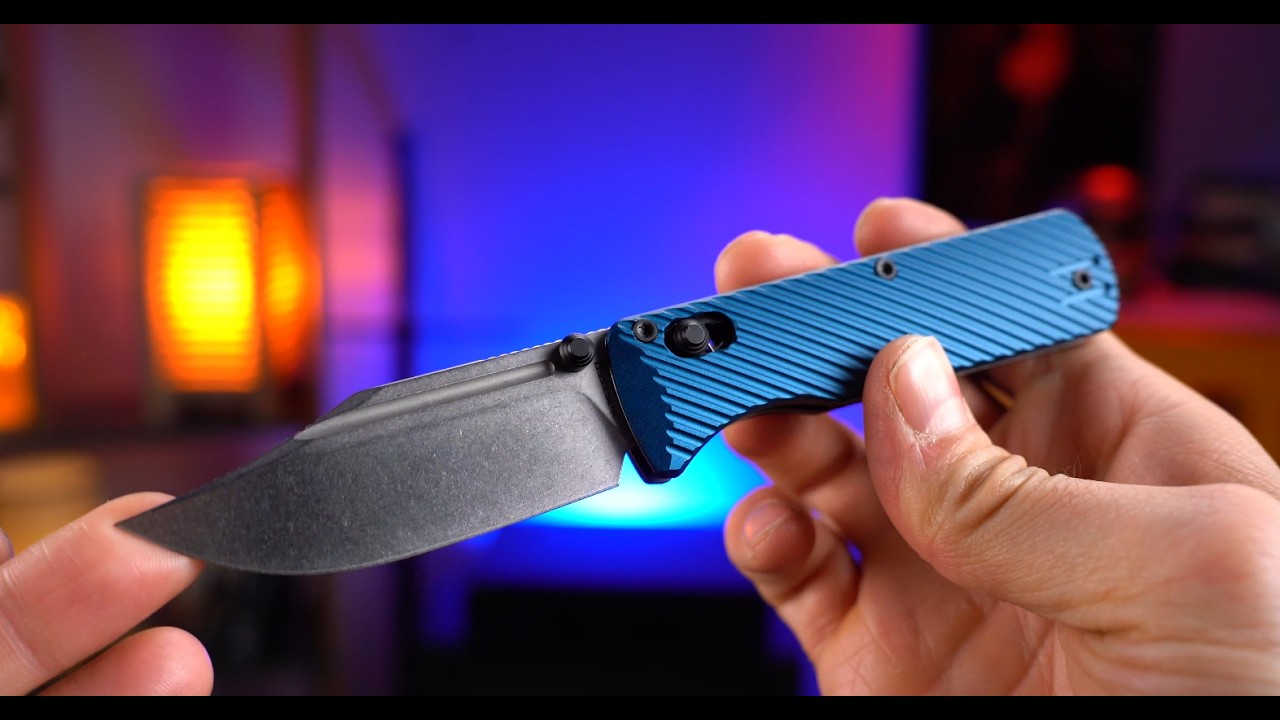 Нож Vosteed Vombat Bowie stonewash сталь M390 рукоять Blue Aluminum