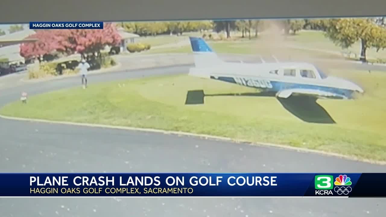 Plane makes emergency landing at Haggin Oaks golf course in Sacramento, crashes into pro shop