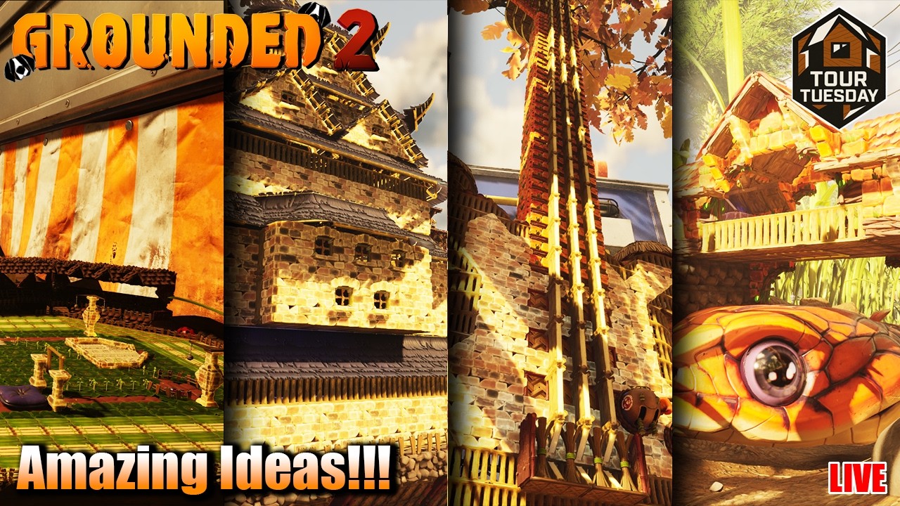Tour Tuesday - Cool Community Base Tours! | Grounded 2 Base Builds LIVE