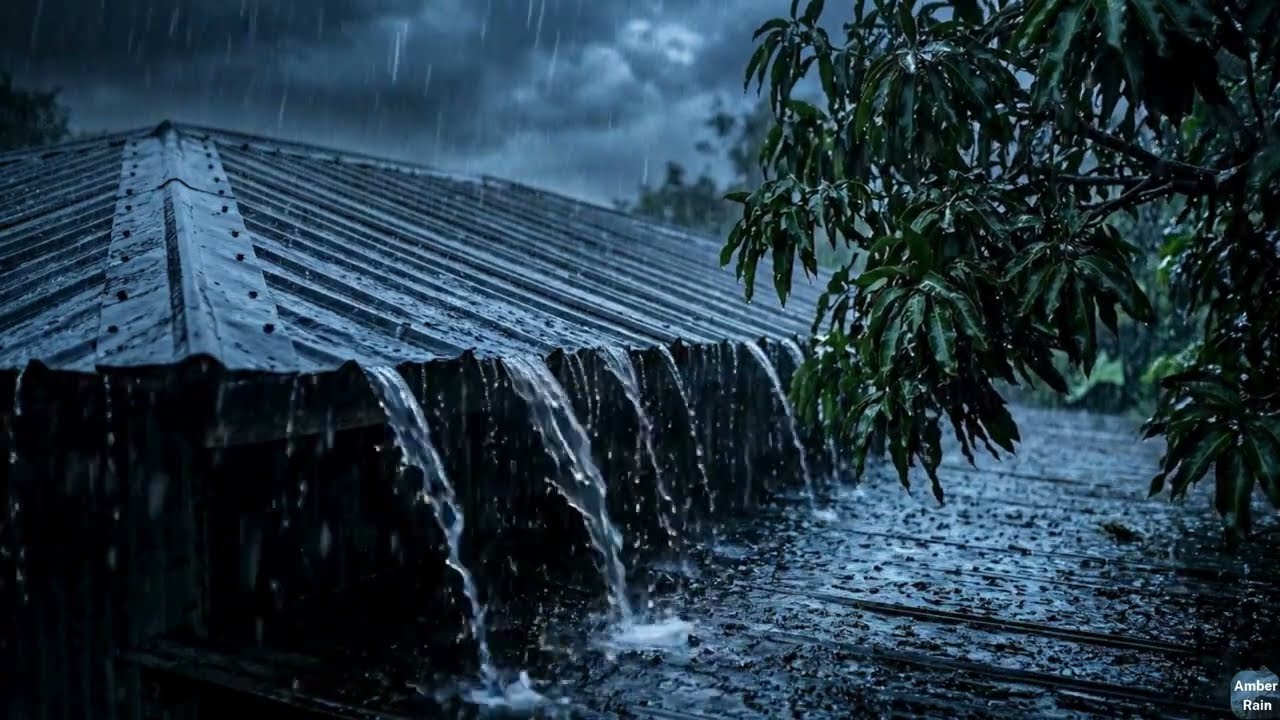 Heavy Rain on the Roof 🌧️ Cozy Night Ambience #Shorts