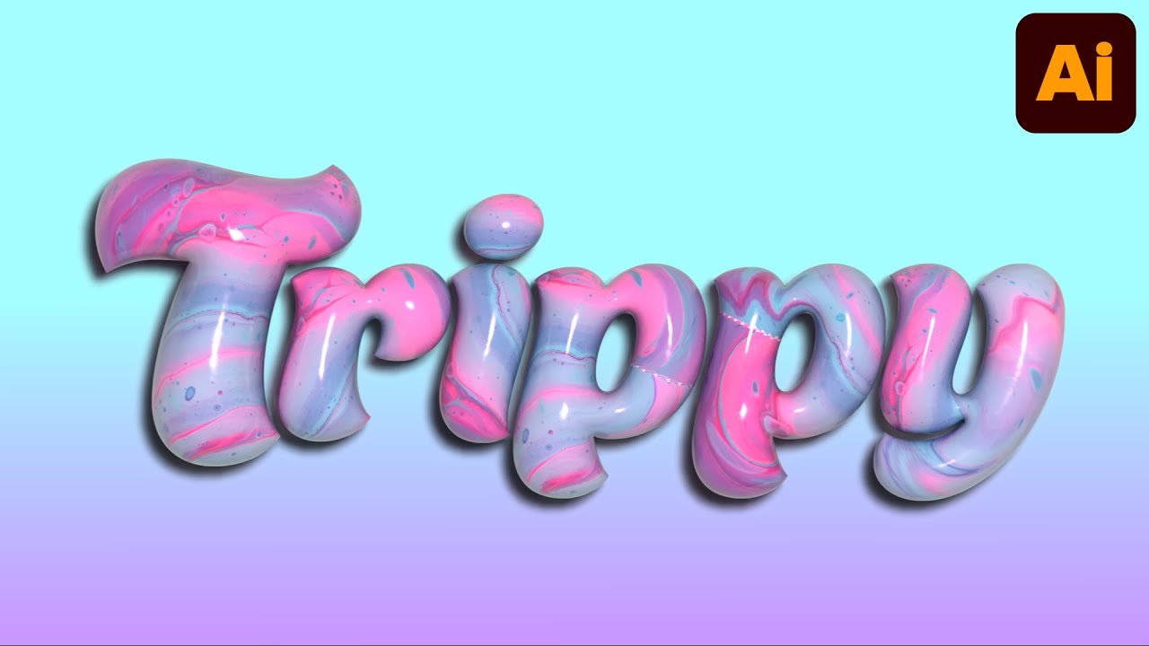 Psychedelic 3D Liquid Marble Text Effect | Adobe Illustrator Tutorial