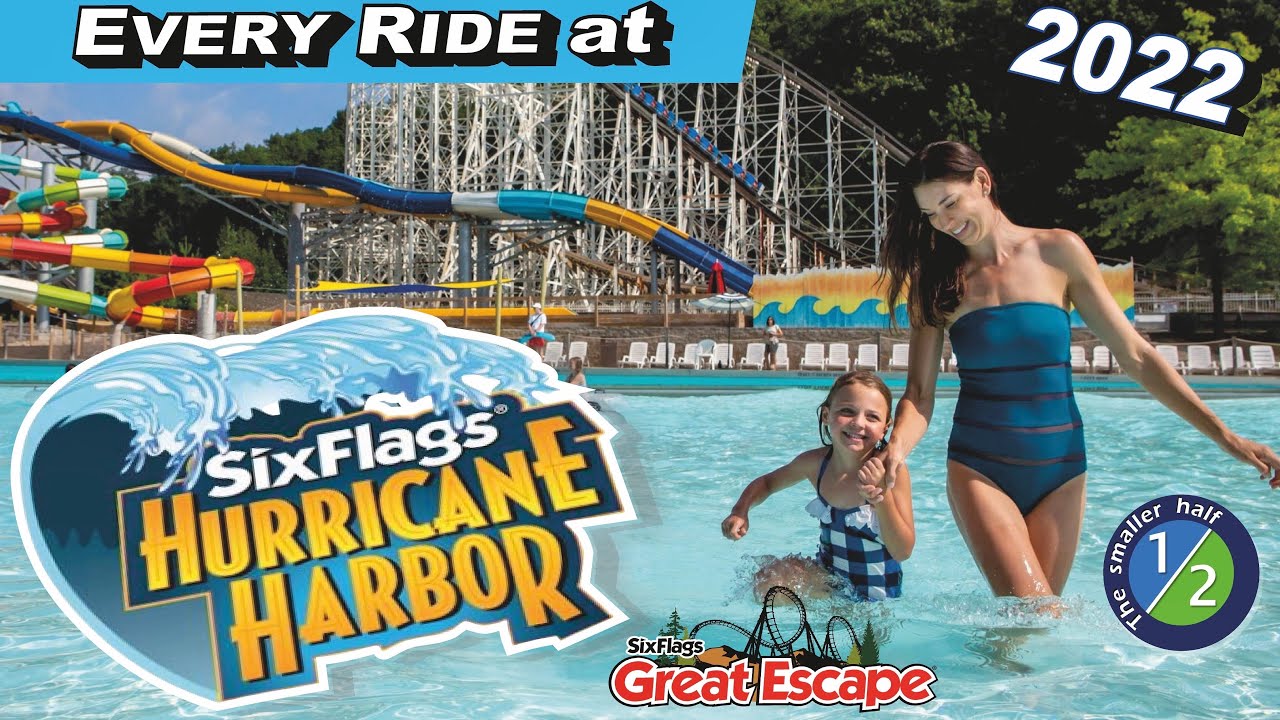Six Flags Hurricane Harbor Great Escape All Slides & Water Attractions