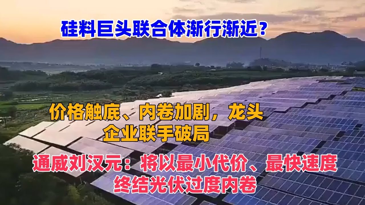 价格触底、内卷加剧，龙头企业联手破局！通威刘汉元：将以最小代价、最快速度终结光伏过度内卷