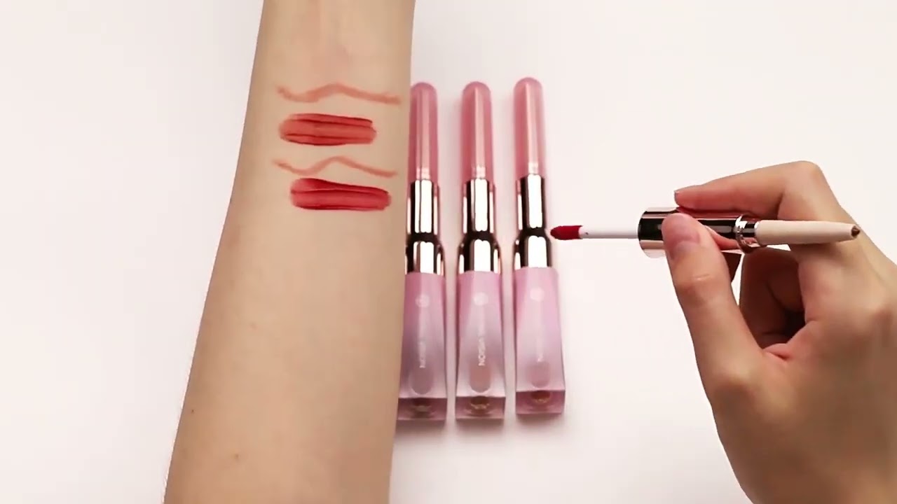 2 in 1 Double End Makeup Vegan Dark Brown Velvet Matte Lip Liner and Lip Gloss Lipstick