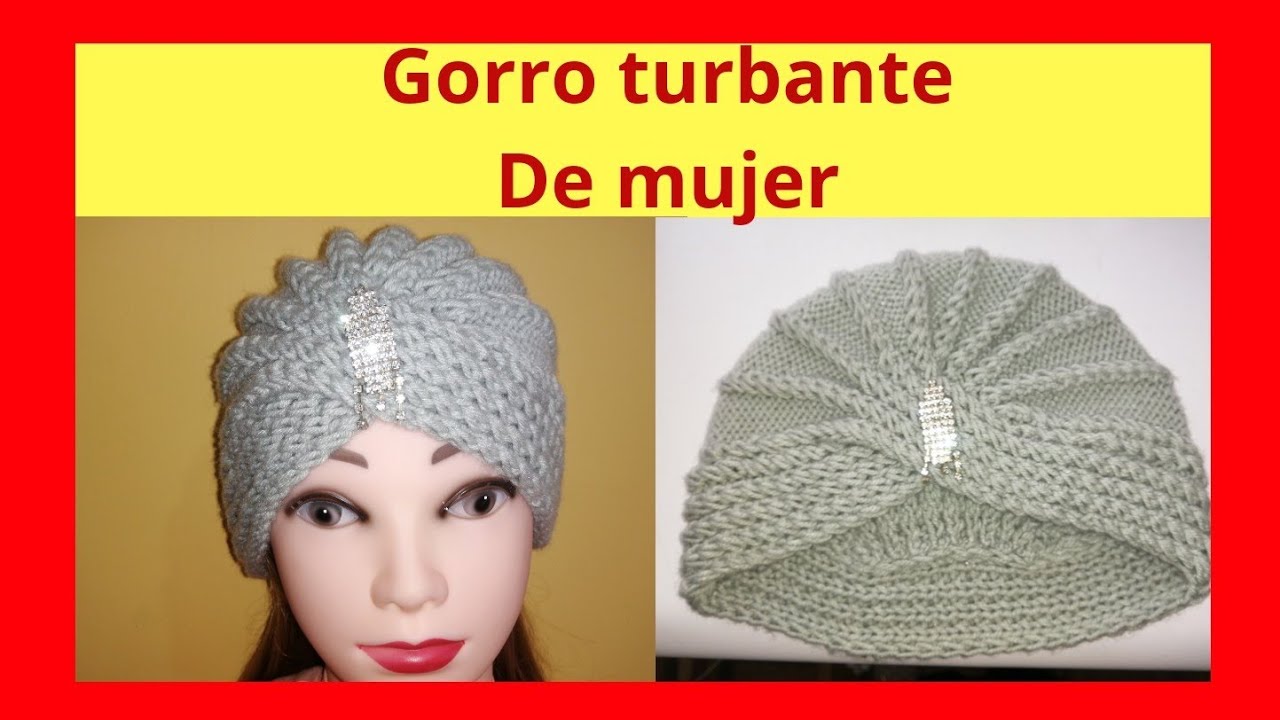 GORRO TURBANTE de mujer tejido a dos agujas