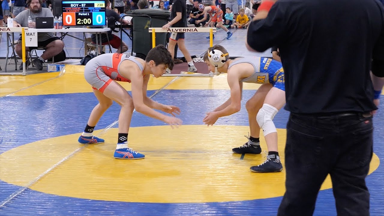 Keegan Bassett of Young Guns WC [R] v. Jacob Carr of Media Youth Wrestling [B] (87)