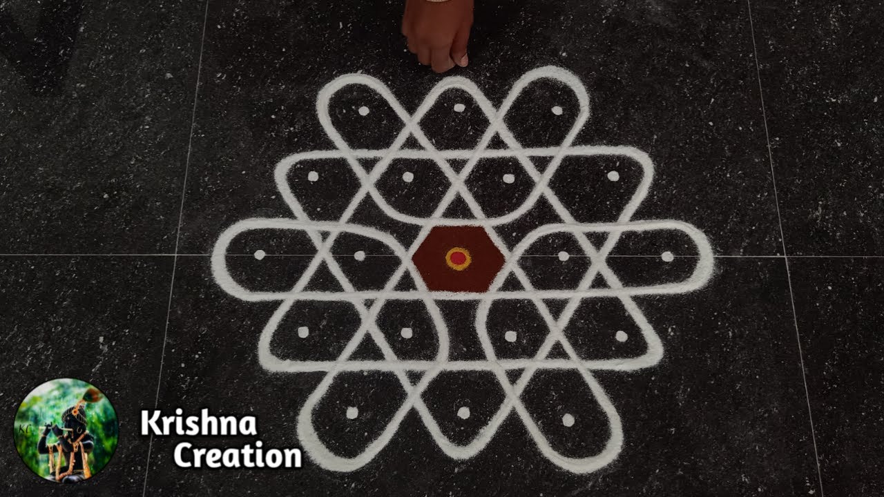 Easy sikku kolam, Kambi kolam | Melikala muggulu | 5x3 dots neli kolam | Beautiful Kambi kolam