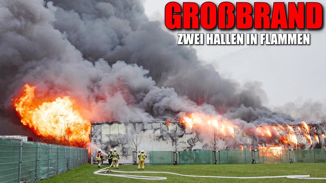 [GROßBRAND IN HÜRTH!] - 2 Hallen in Vollbrand ~ Flammeninferno & massive Rauchentwicklung -