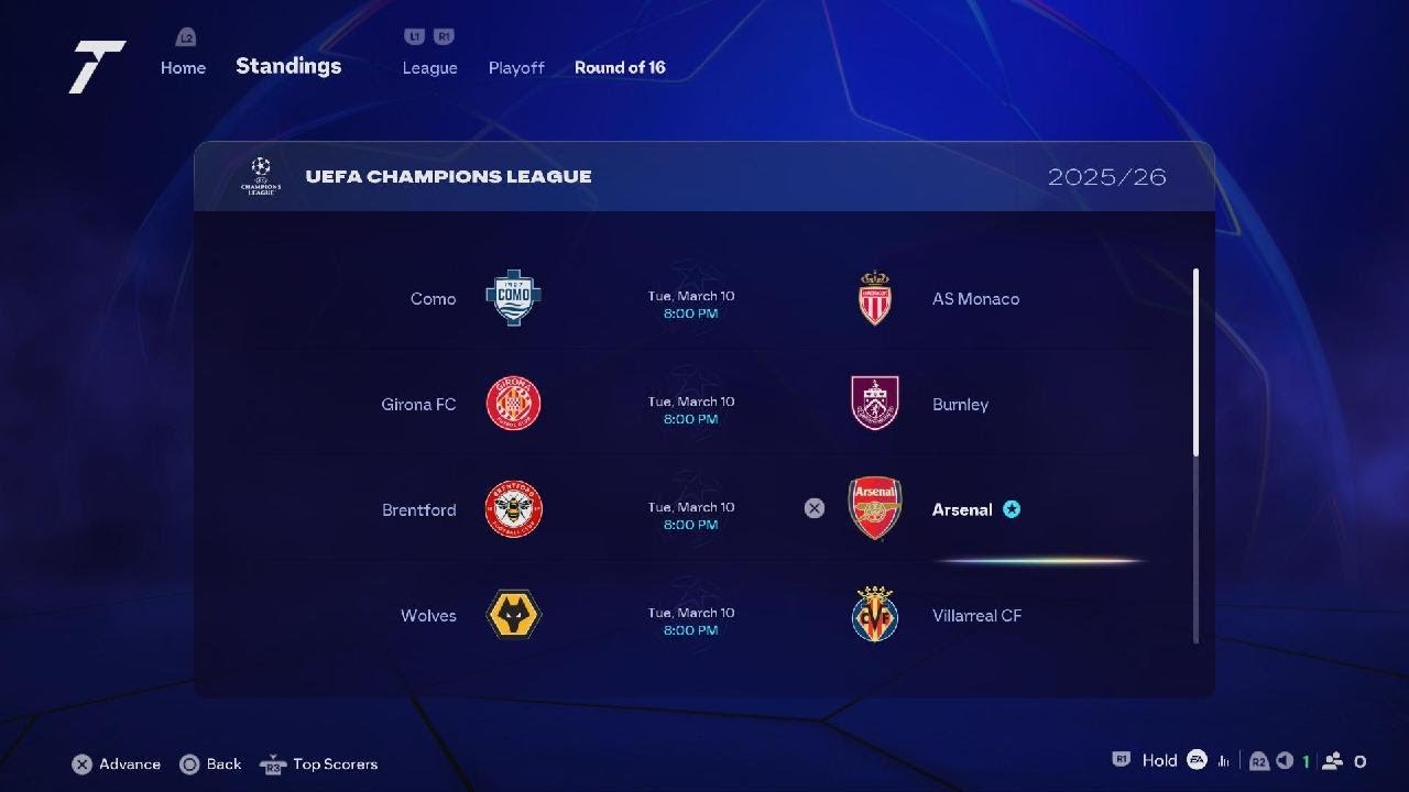 EA SPORTS FC 26 - ARSENAL: Champions League Season 6 - Week 8 (a) Union Berlin - PS5 4K UHD HDR