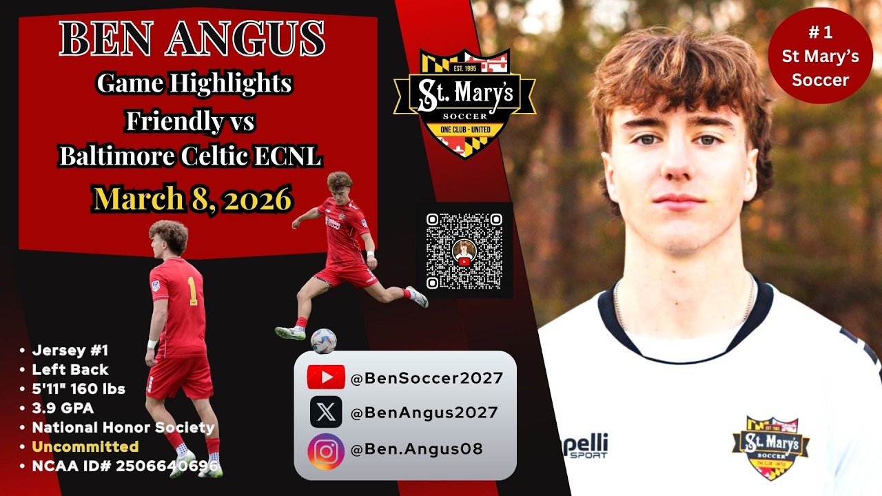 Match Highlights - Baltimore Celtic ECNL | Ben Angus | 2027 Defender