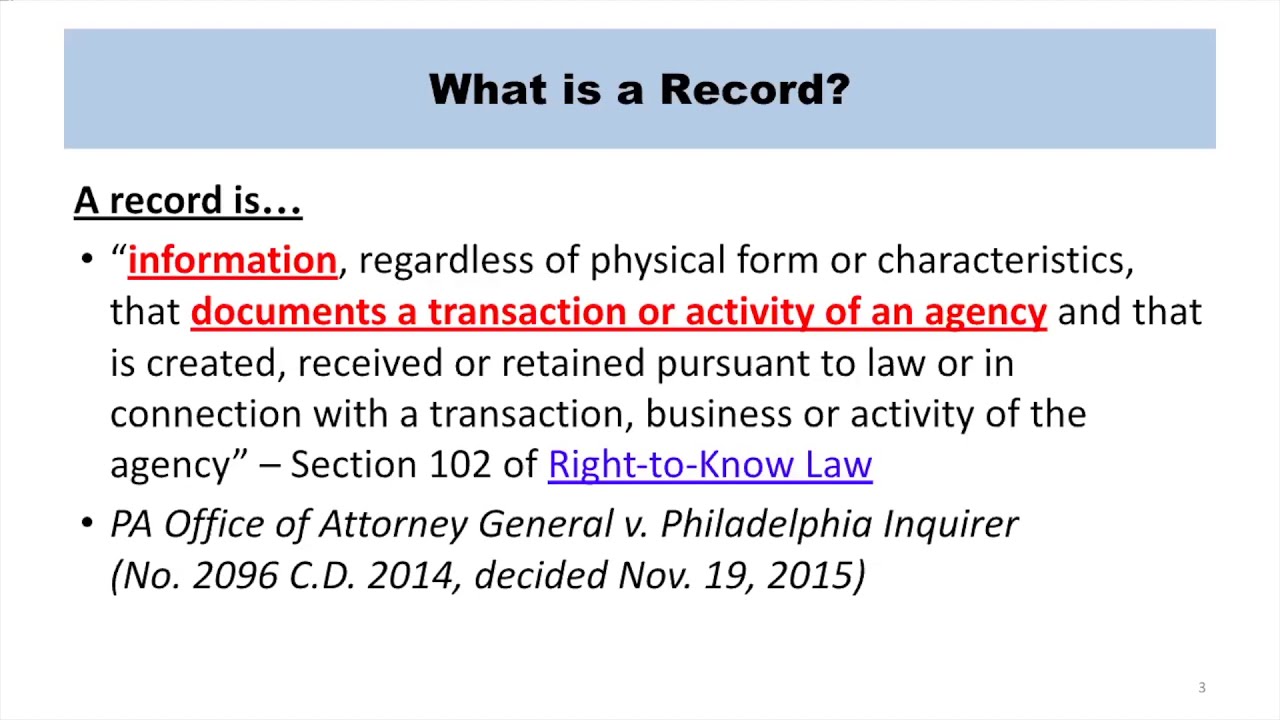 Pennsylvania's Right-to-Know Law for Requesters - OOR Training